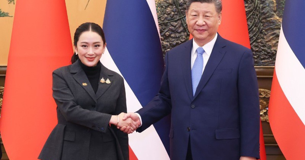 លោក Xi Jinping ប្រធានរដ្ឋចិនជួបពិភាក្សាការងារជាមួយលោកស្រី Paetongtarn  នាយករដ្ឋមន្ត្រីថៃ
